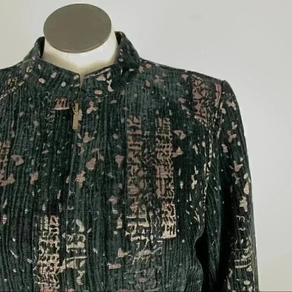 Christopher & Banks blazer XL black caramel brown metallic artsy paint splatter - Picture 2 of 9